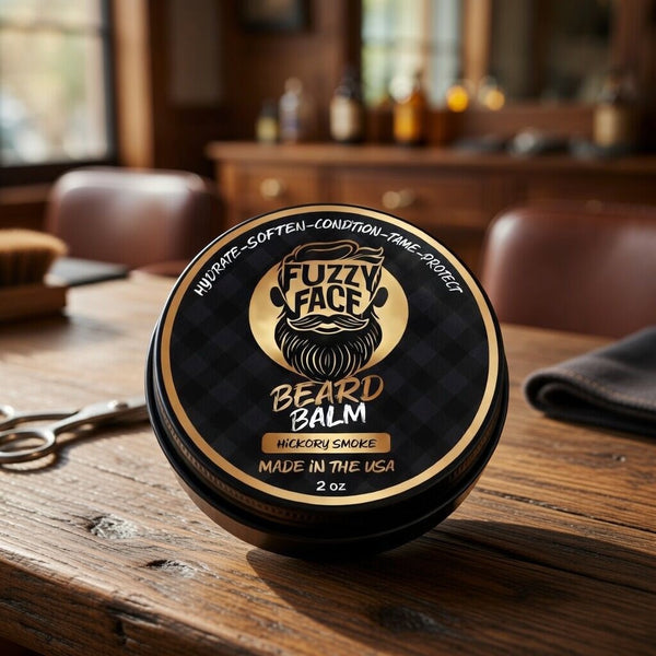 Fuzzy Face Beard Balm - Hickory Smoke Scent - 2oz USA Made - Fuzzy Face Beard Co.