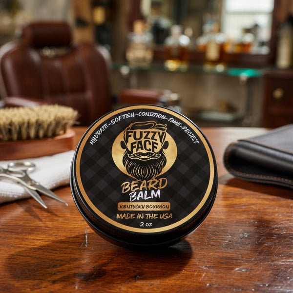 Fuzzy Face Beard Balm - Kentucky Bourbon Scent - 2oz USA Made - Fuzzy Face Beard Co.