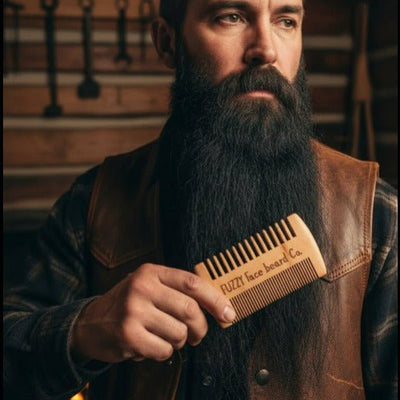 Fuzzy Face Premium Pearwood Beard Comb - Dual - Sided Anti - Static Design - Fuzzy Face Beard Co.