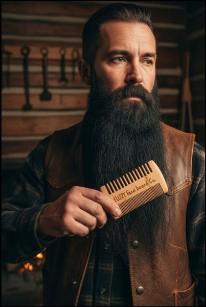 Fuzzy Face Premium Pearwood Beard Comb - Dual - Sided Anti - Static Design - Fuzzy Face Beard Co.