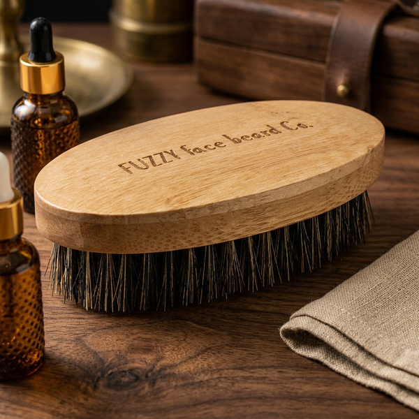 Boar Bristle Beard Brush — FUZZY Face Beard Co. Bamboo Handle