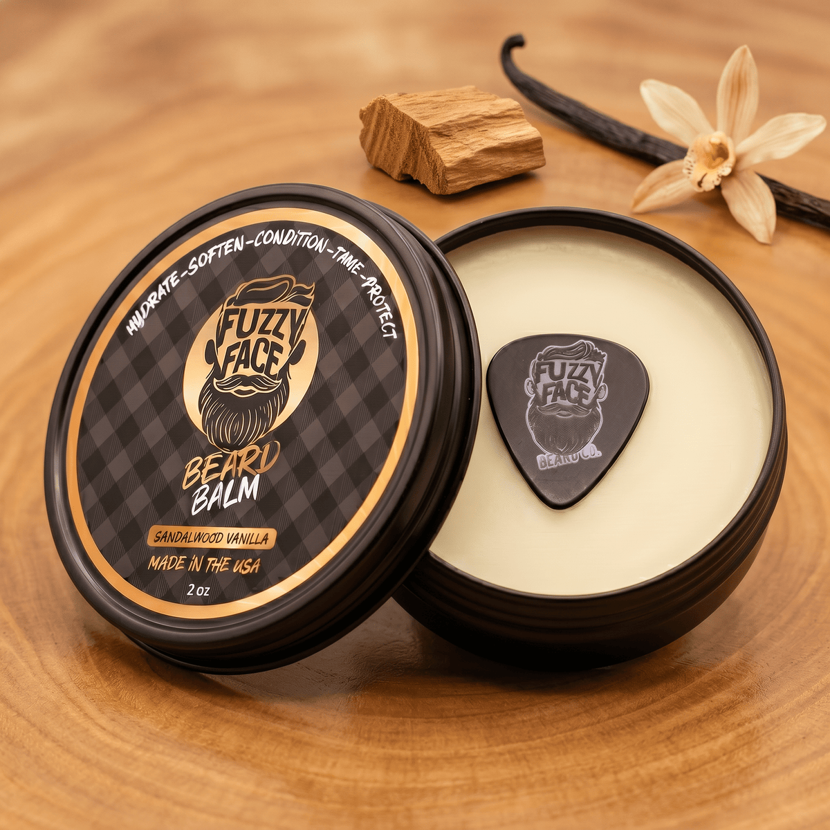 SANDALWOOD VANILLA - Beard Balm for Men – 2oz Made in USA - Fuzzy Face Beard Co.
